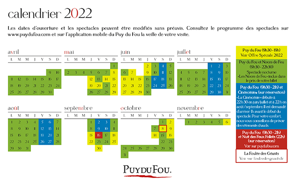 Puy Du Fou - Acces 72 Heures Apres Achat - Puy Du Fou du 9 avr. au 6 nov. 2022